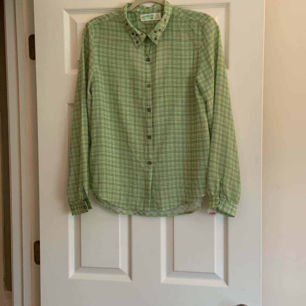 Selena Gomez Dream Out Loud Green Plaid Shirt